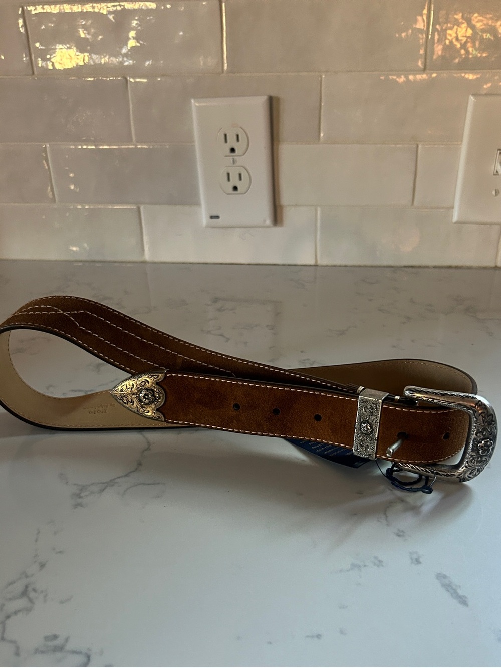 $498 NWT Polo Ralph Lauren Western Suede Belt size small - Picture 3 of 4